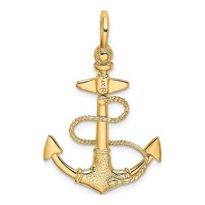 14K Yellow Gold Textured Anchor Charm – view 5