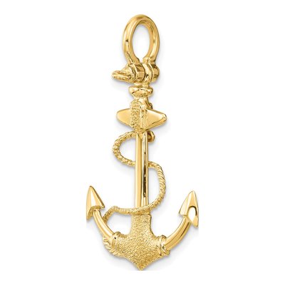 14K Yellow Gold Textured Anchor Charm – view 6