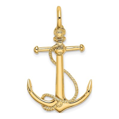 14K Yellow Gold 3-D Anchor Charm – view 5