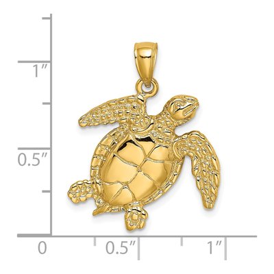 14K Yellow Gold Sea Turtle Pendant – view 4