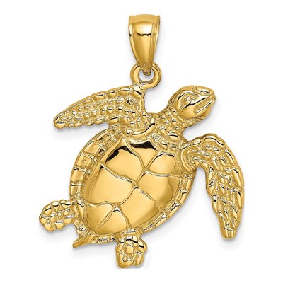 14K Yellow Gold Sea Turtle Pendant