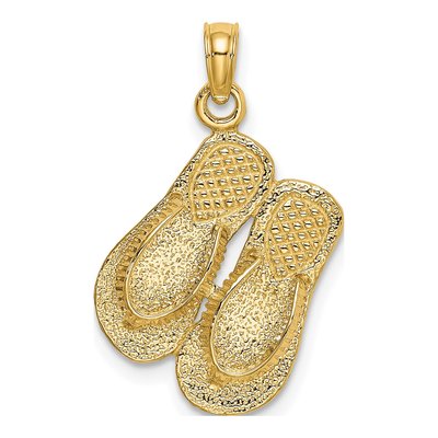 14K Yellow Gold Double Flip-Flop Charm