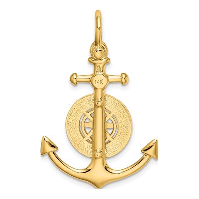 14K Yellow Gold Anchor Compass Pendant – view 5
