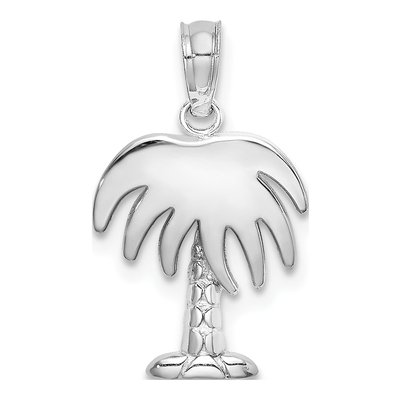 14K White Gold Palm Tree Pendant