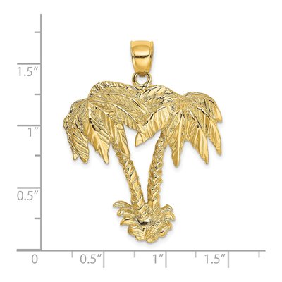 14K Yellow Gold Double Palm Trees Pendant – view 4