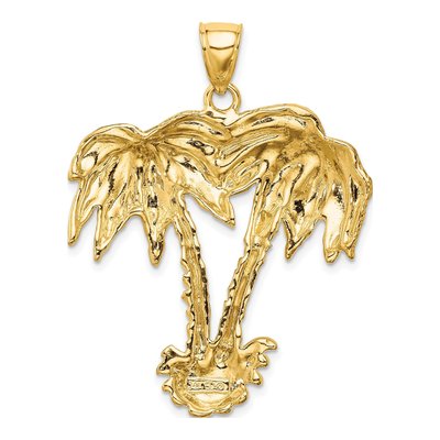 14K Yellow Gold Double Palm Trees Pendant – view 5