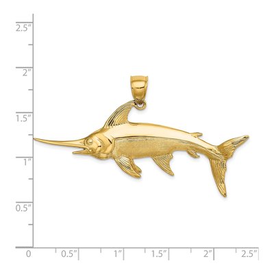 14K Yellow Gold 3-D Swordfish Pendant – view 4