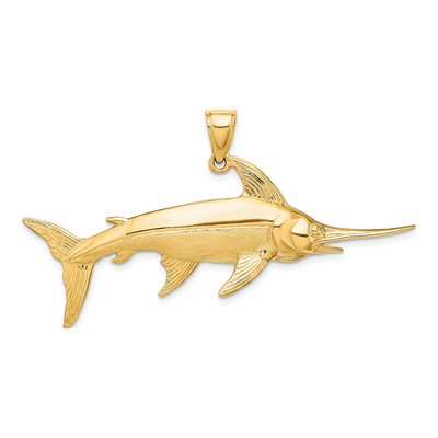 14K Yellow Gold 3-D Swordfish Pendant – view 5