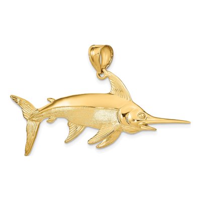 14K Yellow Gold 3-D Swordfish Pendant – view 6