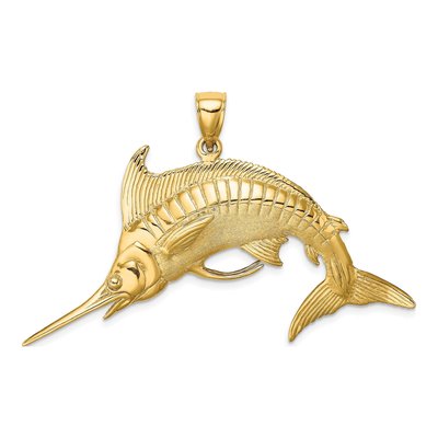 14K Yellow Gold 3-D Marlin Pendant – view 5
