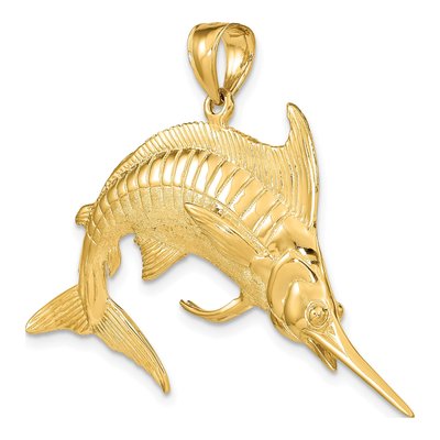 14K Yellow Gold 3-D Marlin Pendant – view 6