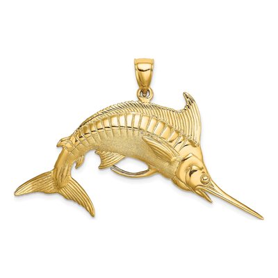 14K Yellow Gold 3-D Marlin Pendant