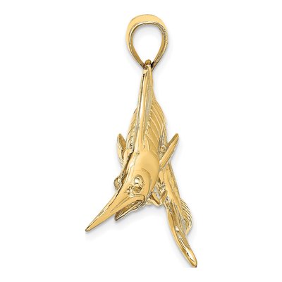14K Yellow Gold 3-D Marlin Pendant – view 3