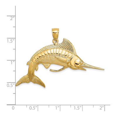 14K Yellow Gold 3-D Marlin Pendant – view 4