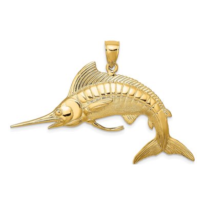 14K Yellow Gold 3-D Marlin Pendant – view 5