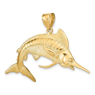 14K Yellow Gold 3-D Marlin Pendant – view 6