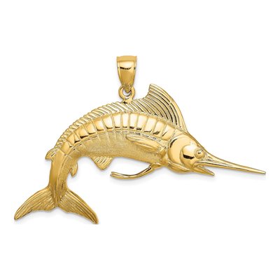 14K Yellow Gold 3-D Marlin Pendant