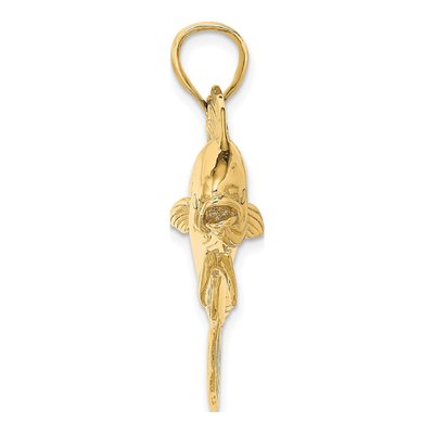 14K Yellow Gold 3-D Mahi-Mahi Dorado Fish Charm – view 3