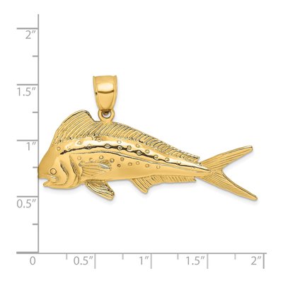 14K Yellow Gold 3-D Mahi-Mahi Dorado Fish Charm – view 4