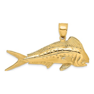 14K Yellow Gold 3-D Mahi-Mahi Dorado Fish Charm – view 5