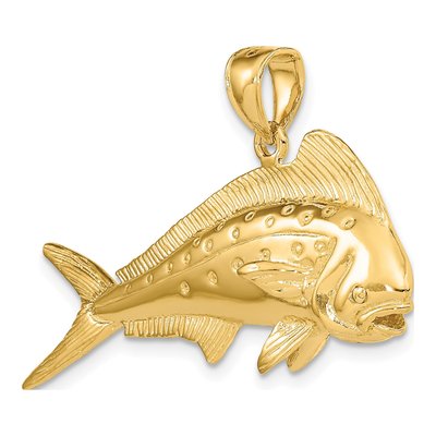 14K Yellow Gold 3-D Mahi-Mahi Dorado Fish Charm – view 6