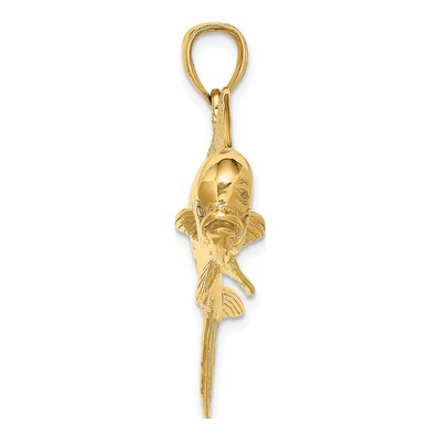 14K Yellow Gold 3-D Mahi-Mahi Dorado Charm – view 3