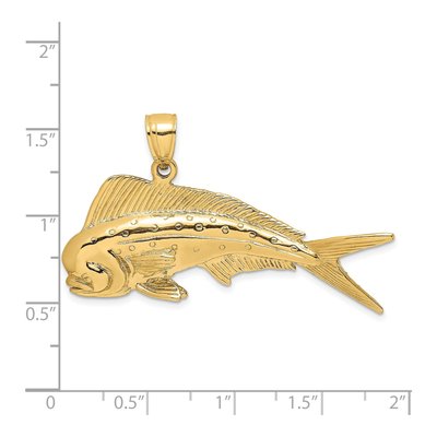14K Yellow Gold 3-D Mahi-Mahi Dorado Charm – view 4