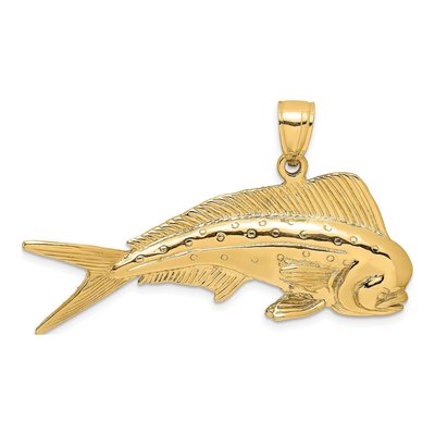 14K Yellow Gold 3-D Mahi-Mahi Dorado Charm – view 5
