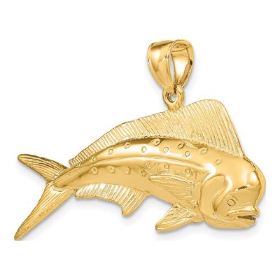 14K Yellow Gold 3-D Mahi-Mahi Dorado Charm – view 6