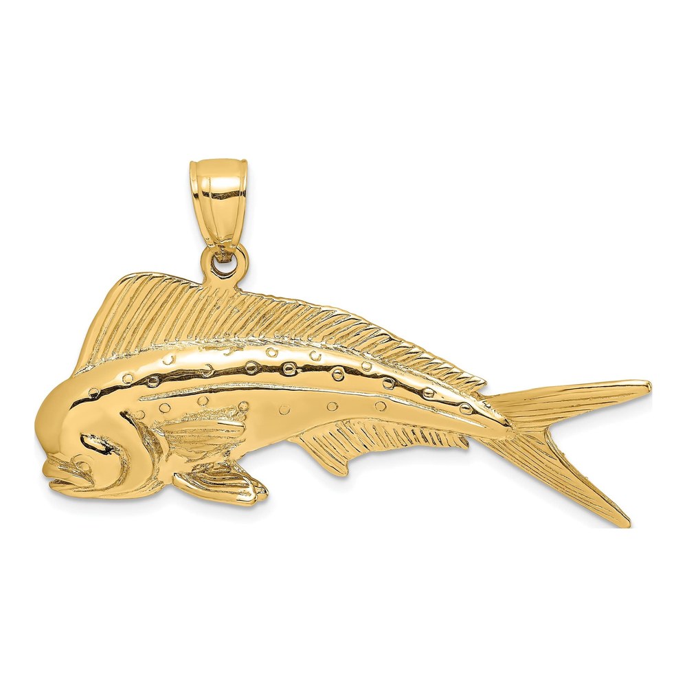 14K Yellow Gold 3-D Mahi-Mahi Dorado Charm