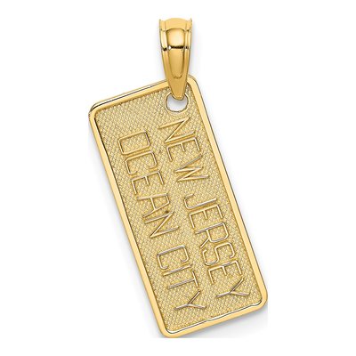 14K Yellow Gold Ocean City NJ License Plate Charm