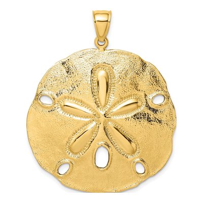 14K Yellow Gold Large Sand Dollar Pendant