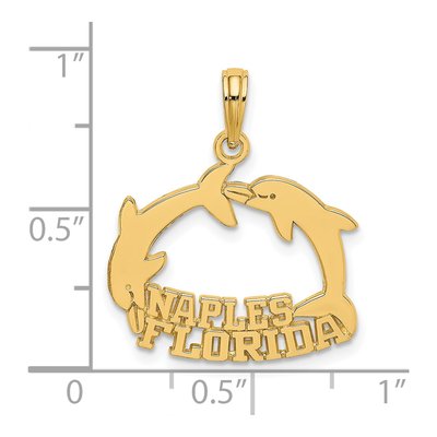 14K Yellow Gold Naples Florida Dolphins Charm – view 4