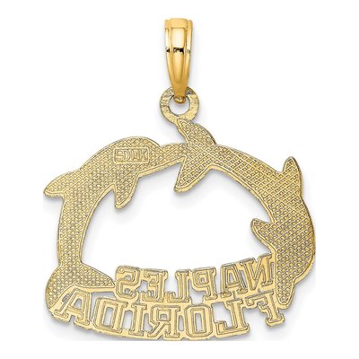 14K Yellow Gold Naples Florida Dolphins Charm – view 5
