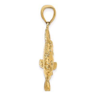 14K Yellow Gold 3-D Flounder Fish Pendant – view 3