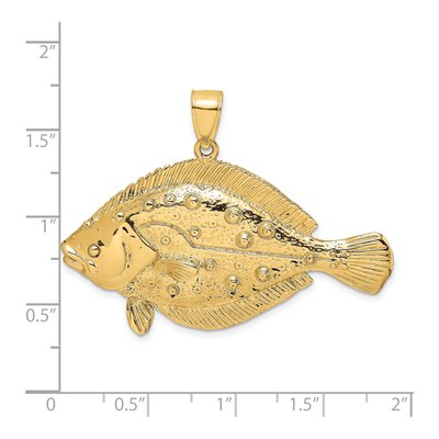 14K Yellow Gold 3-D Flounder Fish Pendant – view 4