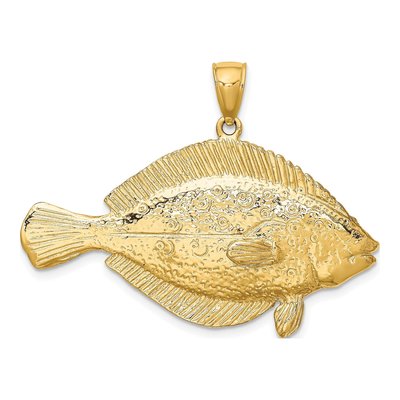14K Yellow Gold 3-D Flounder Fish Pendant – view 5