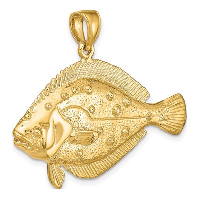 14K Yellow Gold 3-D Flounder Fish Pendant – view 6