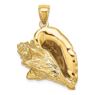 14K Yellow Gold 3-D Conch Shell Charm