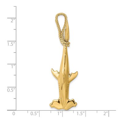 14K Yellow Gold 3-D Hammerhead Shark Charm – view 4