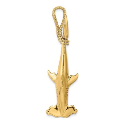 14K Yellow Gold 3-D Hammerhead Shark Charm