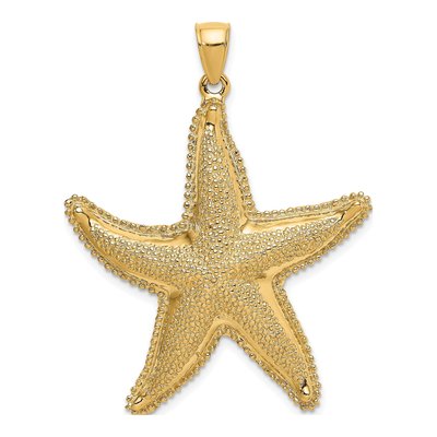 14K Yellow Gold Large Textured Starfish Charm