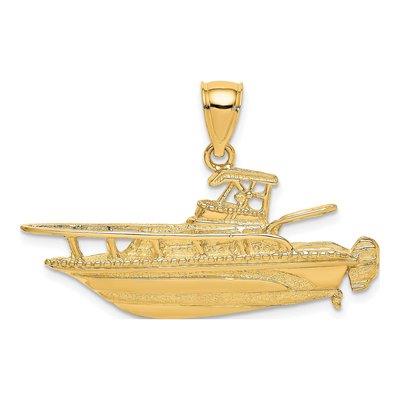 14K Yellow Gold Fishing Boat Charm