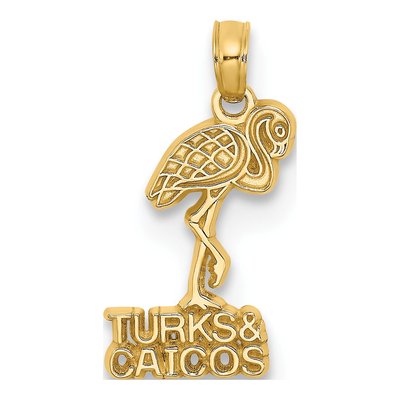 14K Yellow Gold Turks Caicos Flamingo Charm