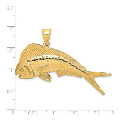 14K Yellow Gold Large Mahi-Mahi Dorado Charm – view 4