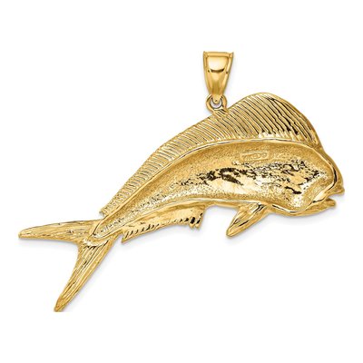 14K Yellow Gold Large Mahi-Mahi Dorado Charm – view 5