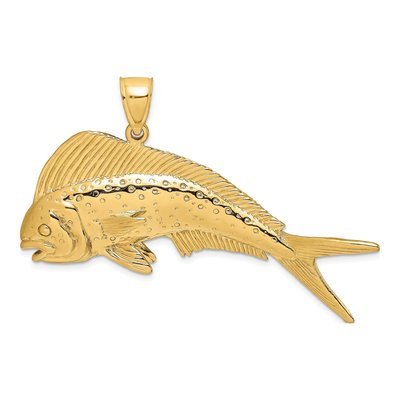 14K Yellow Gold Large Mahi-Mahi Dorado Charm