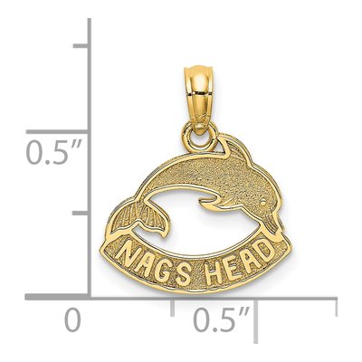 14K Yellow Gold Nags Head Dolphin Pendant – view 4