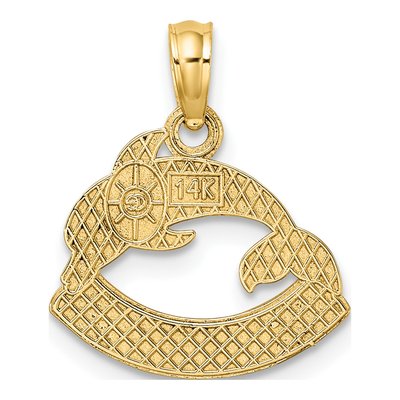 14K Yellow Gold Nags Head Dolphin Pendant – view 5