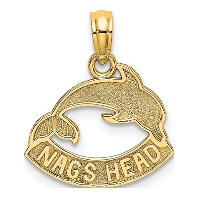 14K Yellow Gold Nags Head Dolphin Pendant